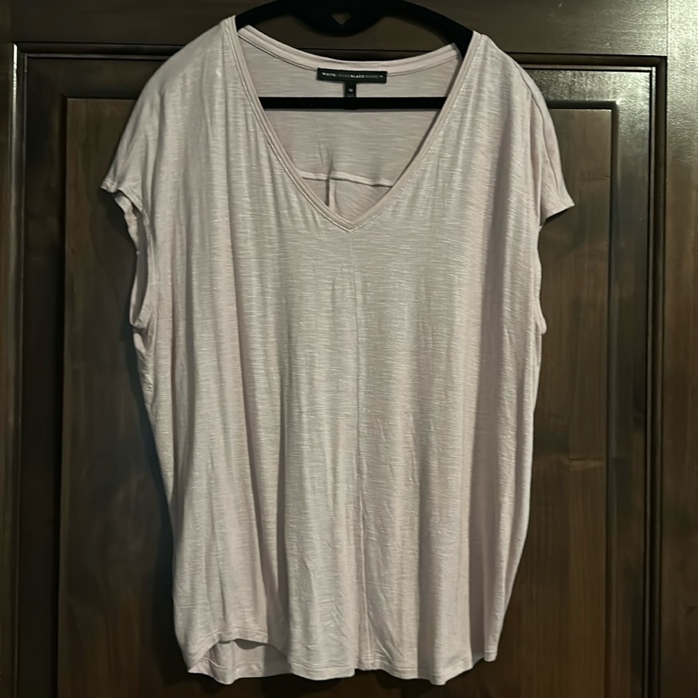 WHBM Womens T-shirt Deep V Easy Tee Chiffon Detail V neck